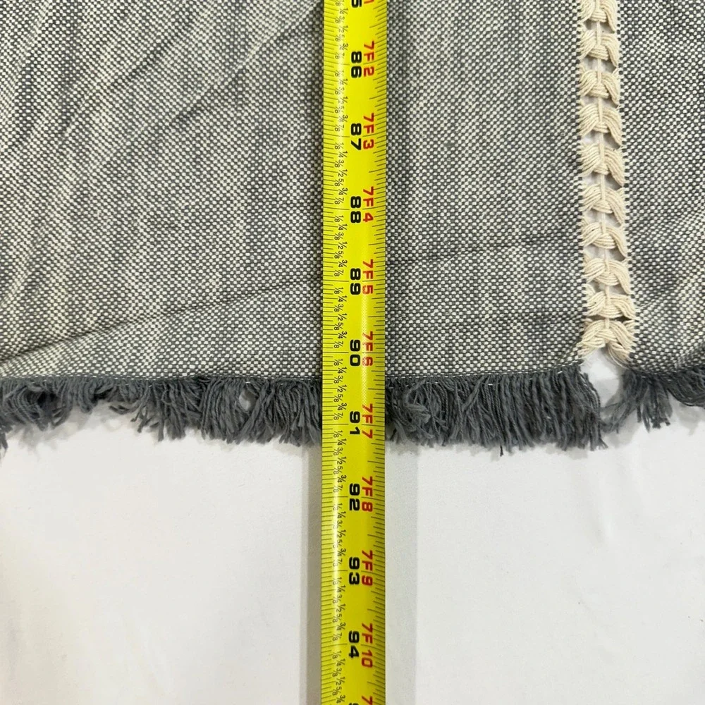 Table Runner Gray Cotton Macrame Lace Fringe Boho Farmhouse 91x13 Gray